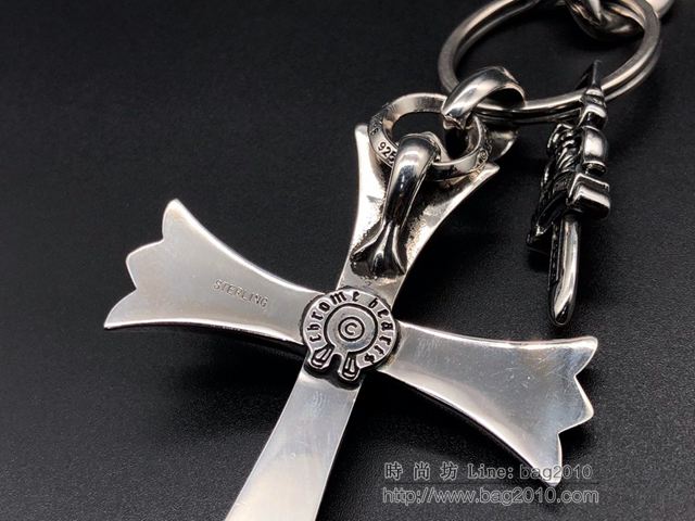 chrome hearts銀飾 克羅心大十字架鑰匙鏈 純手工 克羅心925銀首飾  gjc1906